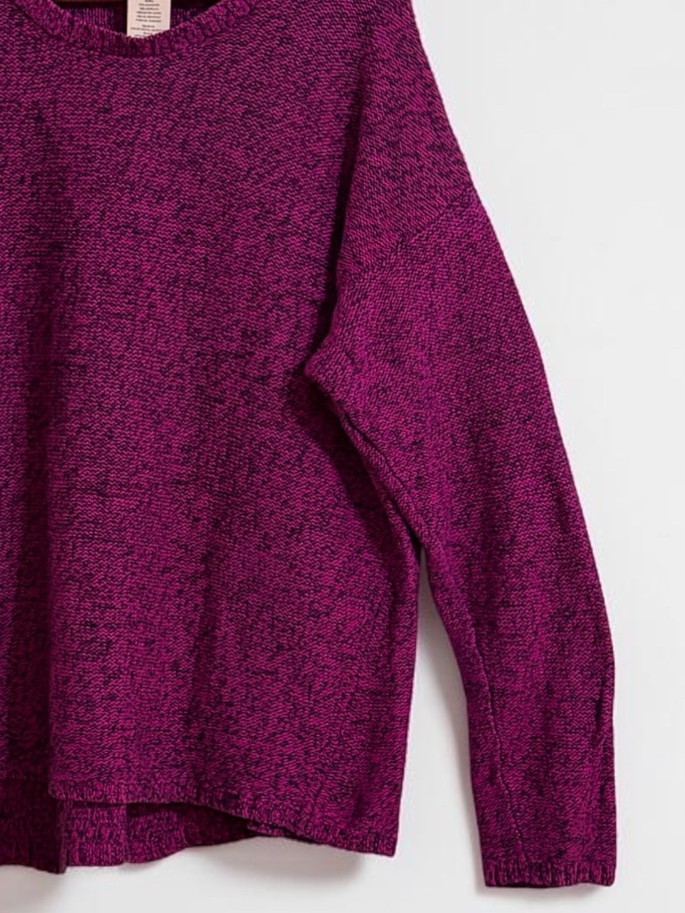 Philosophy Magenta & White  Marled Crewneck Hi Lo Sweater Sz XXL - Picture 4 of 7